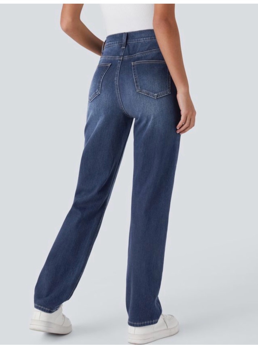 Halara Stretch Denim High Rise Straight Leg NWT medium 8/10 - Picture 2 of 8